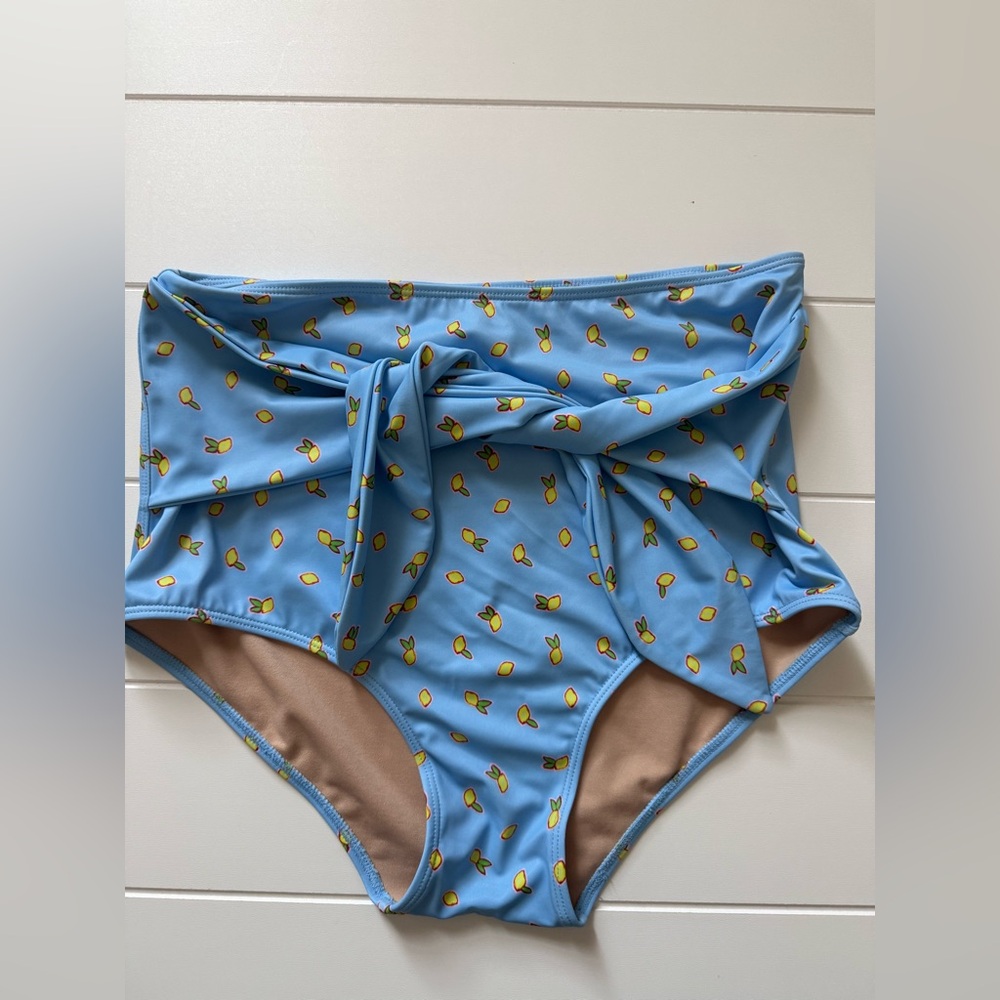 Kortni Jeane Blue Bikini Bottom with Yellow Pineapples